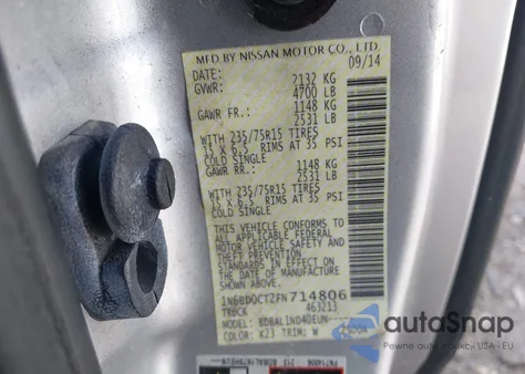 2015 Nissan Frontier S из США, поврежденный, VIN 1N6BD0CT2FN714806